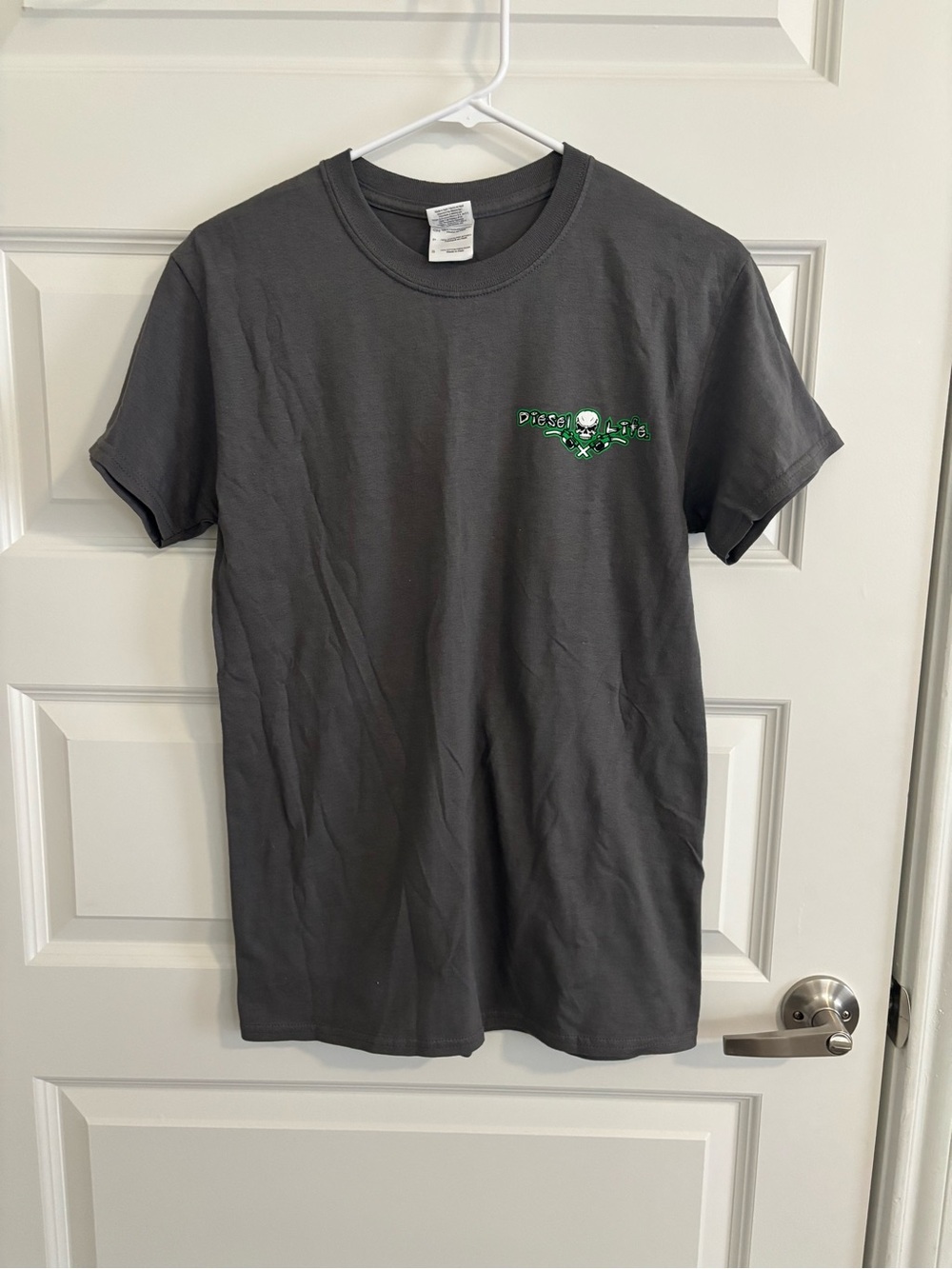 Diesel Charcoal Short Sleeve Tee with Green Skull Logo